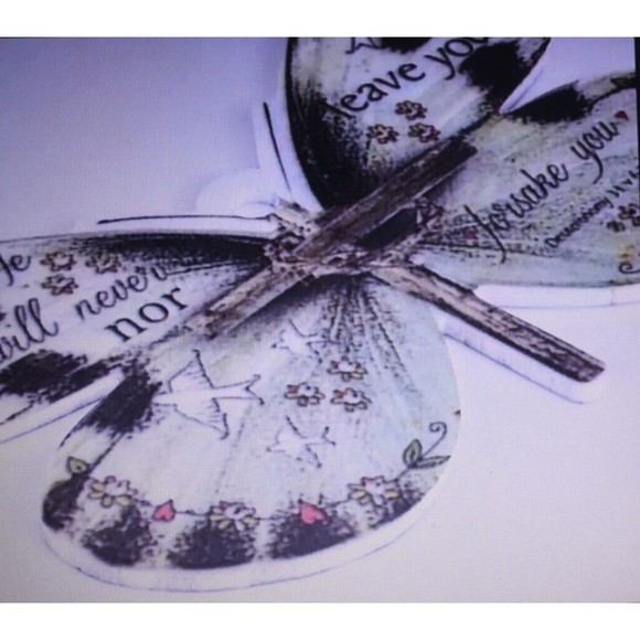 New Butterfly Faith Cross Acrylic Pendant Car RV Mirror, Backback, Purse Charm - Picture 2 of 6